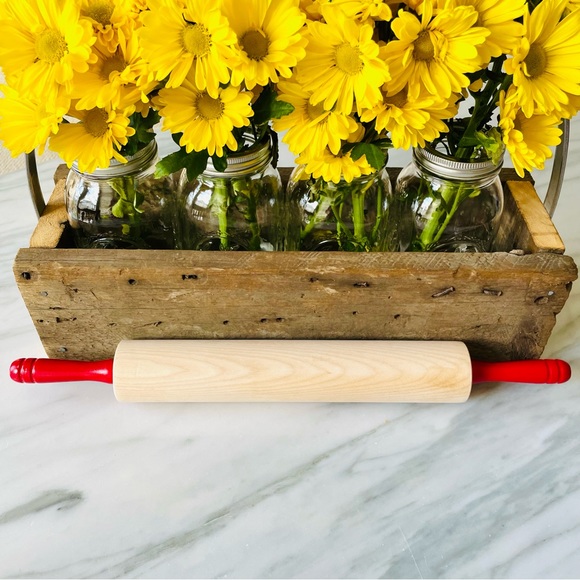 JK Adams•Vintage/Never Used•Maple Rolling Pin with Red Handles•19.5” Full Size🌼 - Picture 4 of 10